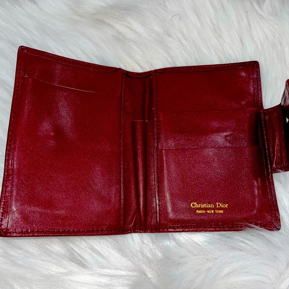 CHRISTIAN DIOR VINTAGE RED LEATHER WALLET - Picture 5 of 9